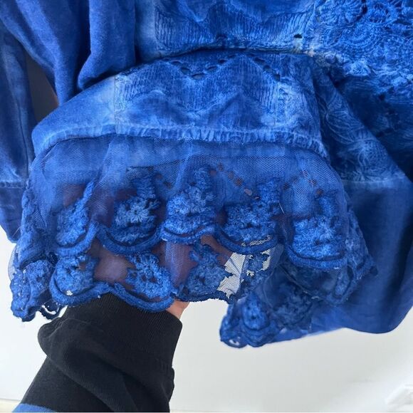 NWT Parsely & Sage Blue Tie dye Embroidery Lace Tunic Blouse‎ - Picture 4 of 8